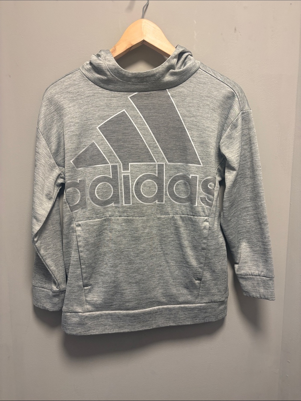 Kids adidas Light Gray Logo Pullover Hoodie